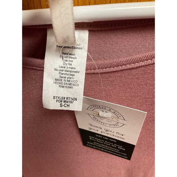 42 Pops Womens Short Sleeve Top With Lace Detail Size S Mauve - Picture 3 of 4